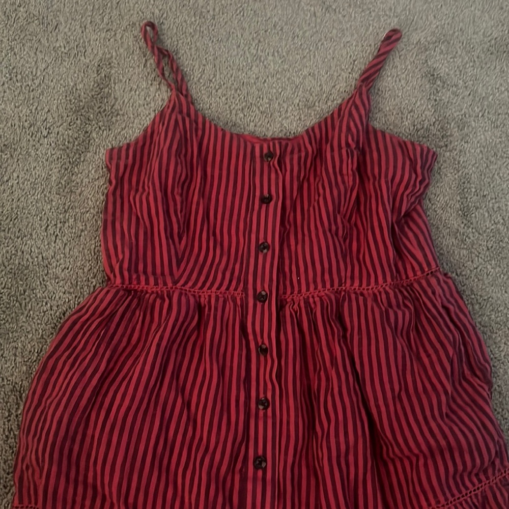 Sundry Red Striped Spaghetti Strap Maxi Dress